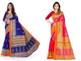 Elegant Printed Mysore Silk Saree (Pack Of 2)